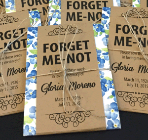 Blue Floral Memorial Forget-Me-Not Seed Packets