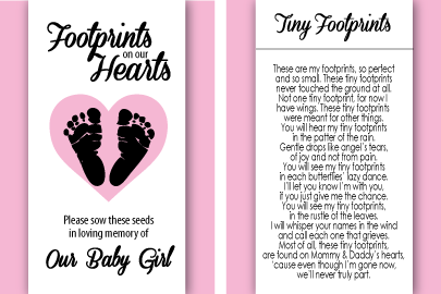 Baby Girl Infant Child Memorial Seed Packets – Tiny Footprints