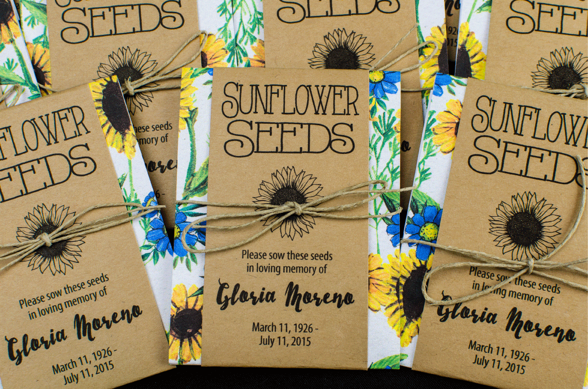 10 Personalised Forget-Me-Not Seeds Funeral  Memorial Memory Remembrance Favours 