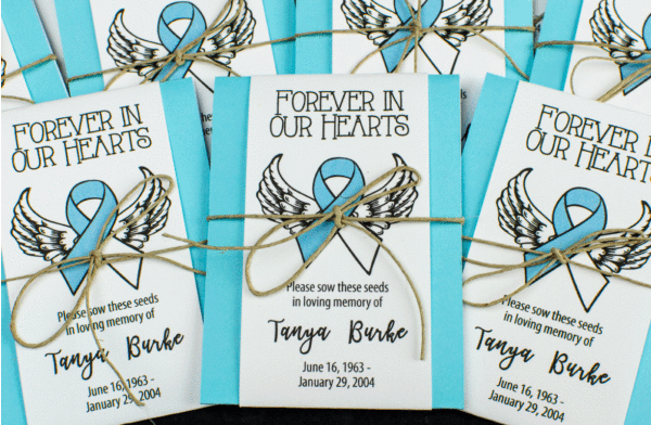 Forever in Hearts Memorial Seed Packets with Awareness Ribbon