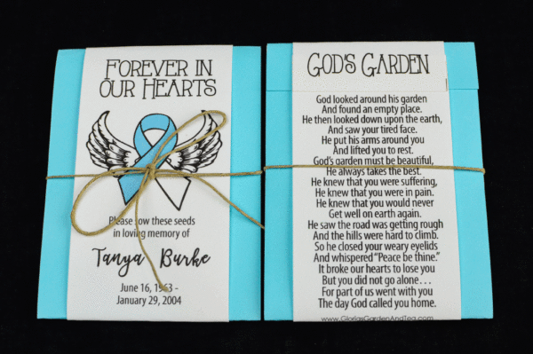Forever in Hearts Memorial Seed Packets with Awareness Ribbon