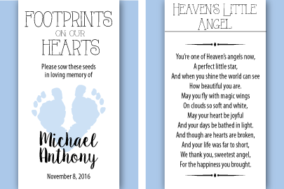 Baby Boy Infant Child Memorial Seed Packets – Footprints On Our Hearts