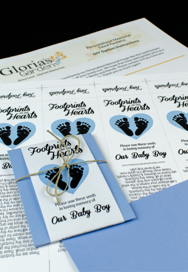 Do It Yourself Infant Child Memorial Tiny Footprints Seed Packets