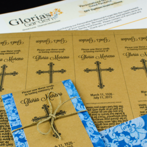 Personalized Religious Memorial Seed Packets with Decorative Cross