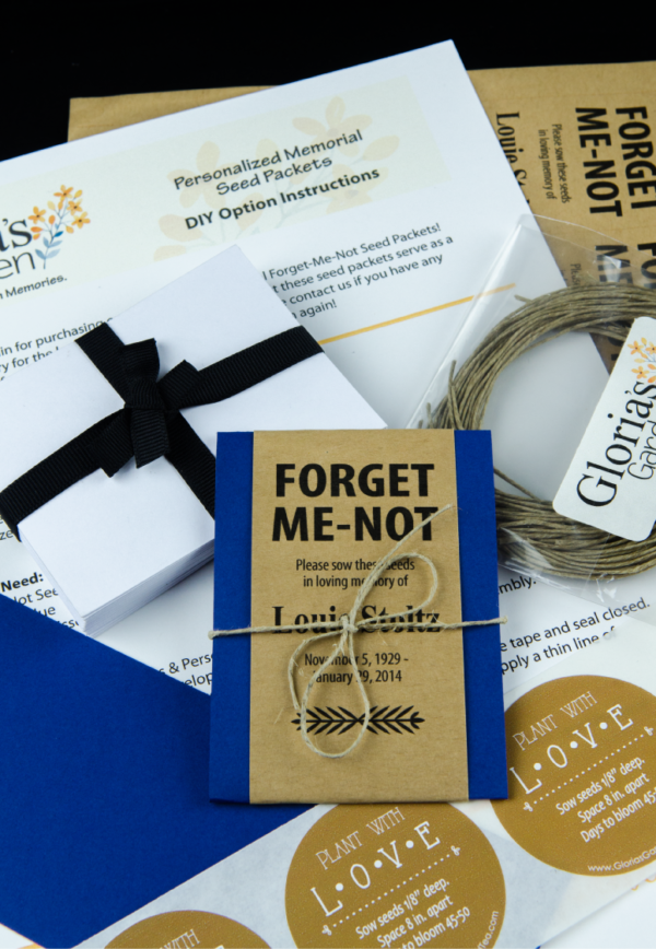 Do-It-Yourself Navy Blue Memorial Forget-Me-Not Seed Packets