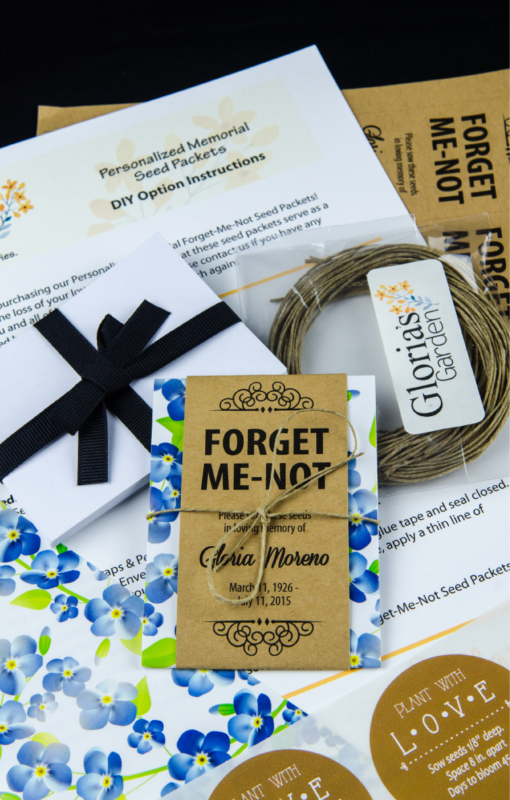 Do-It-Yourself Blue Floral Memorial Forget-Me-Not Seed Packets