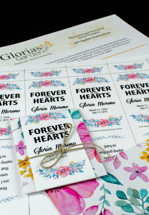 Do-It-Yourself Pink Floral Memorial Wildflower Seed Packets