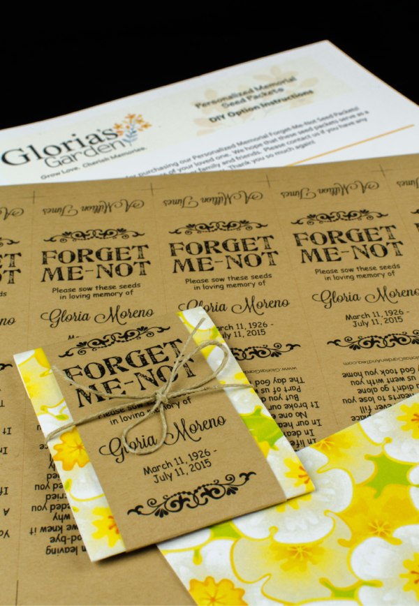 Do-It-Yourself Yellow Floral Forget Me Not Memorial Seed Packets