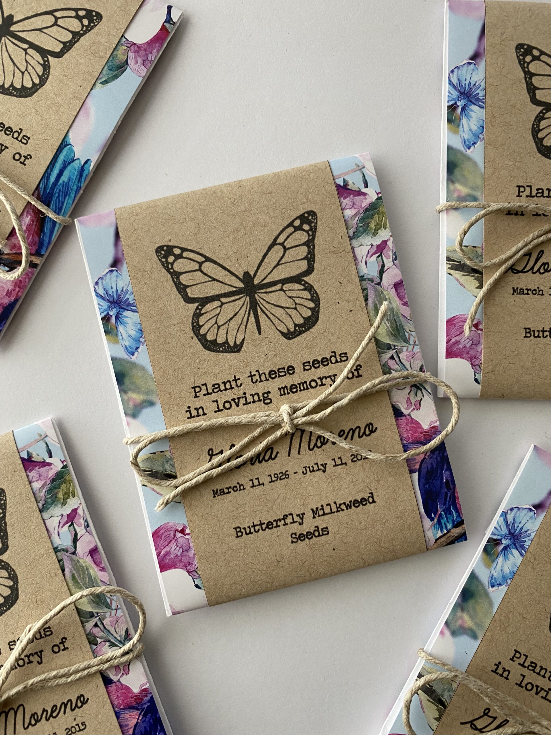 Personalized Memorial Butterfly Milkweed Seed Packets by Gloria's Garden